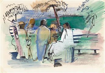 NORMAN LEWIS (1909 - 1979) Untitled (New York Park Crowd).